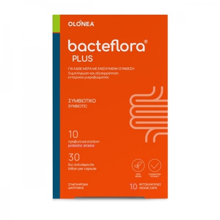 BacteFlora Plus Συνδυασμός υψηλής συγκέντρωσης Προβιοτικών ευρέως φάσματος & Πρεβιοτικού, 10 vcaps