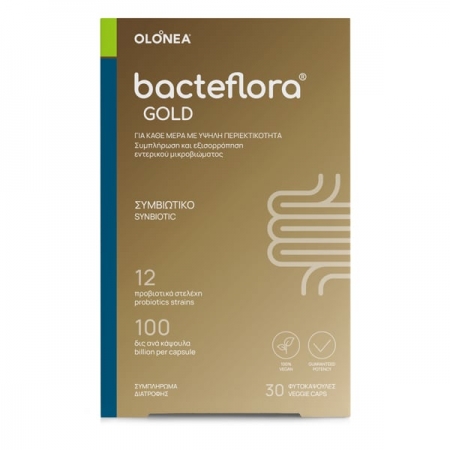 BacteFlora Gold Συμβιωτικό για την Υγεία & Ομαλή Λειτουργία του Εντέρου με Ultra Υψηλή Περιεκτικότητα, 30vcaps