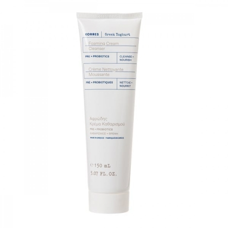 Korres Greek Yoghurt Foaming Cream Cleanser Pre+ Probiotics Αφρώδης Κρέμα Καθαρισμού με Ελληνικό Γιαούρτι & Πρεβιοτικά-Πρoβιοτικά, 150ml
