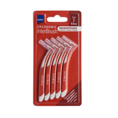 Intermed Ergonomic Μεσοδόντια Βουρτσάκια με Λαβή 0.5mm Κόκκινα 4τμχ