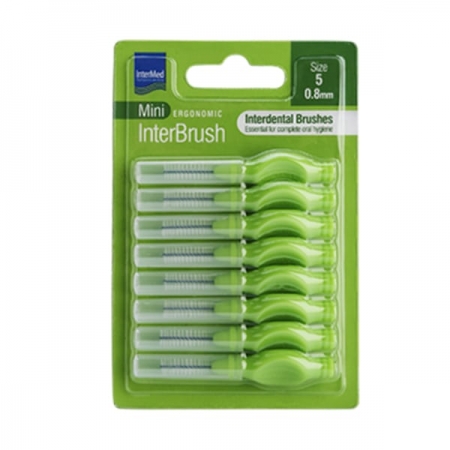 Intermed Mini Ergonomic Μεσοδόντια Βουρτσάκια με Λαβή 0.8mm Πράσινα 8τμχ