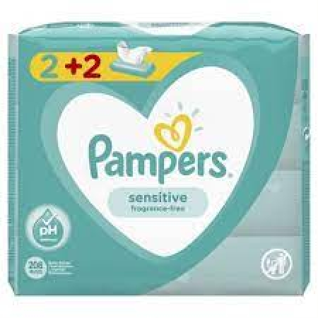 PAMPERS WIPES SENSITIVE  4X52 (2+2) 