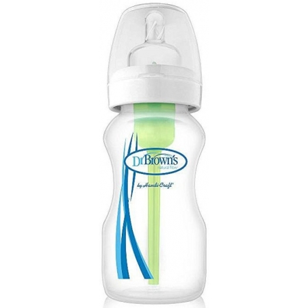 Dr. Brown's Μπιμπερό 270ml Γυάλινο, Φαρδύς Λαιμός Θηλή Σιλικόνης, WB9100