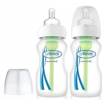 Dr. Brown's 2 Γυάλινα Μπιμπερό των 270ml, Φαρδύς Λαιμός Θηλή Σιλικόνης, WB920