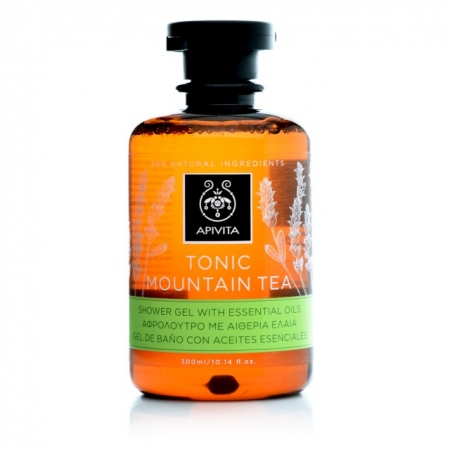 Apivita Tonic Mountain Tea Shower Gel, Αφρόλουτρο με Αιθέρια Έλαια 300ml