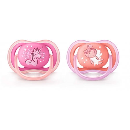 Avent Ultra Air 6-18m SCF345/22 Ορθοδοντική Πιπίλα Σιλικόνης Ρόζ 2Τμχ